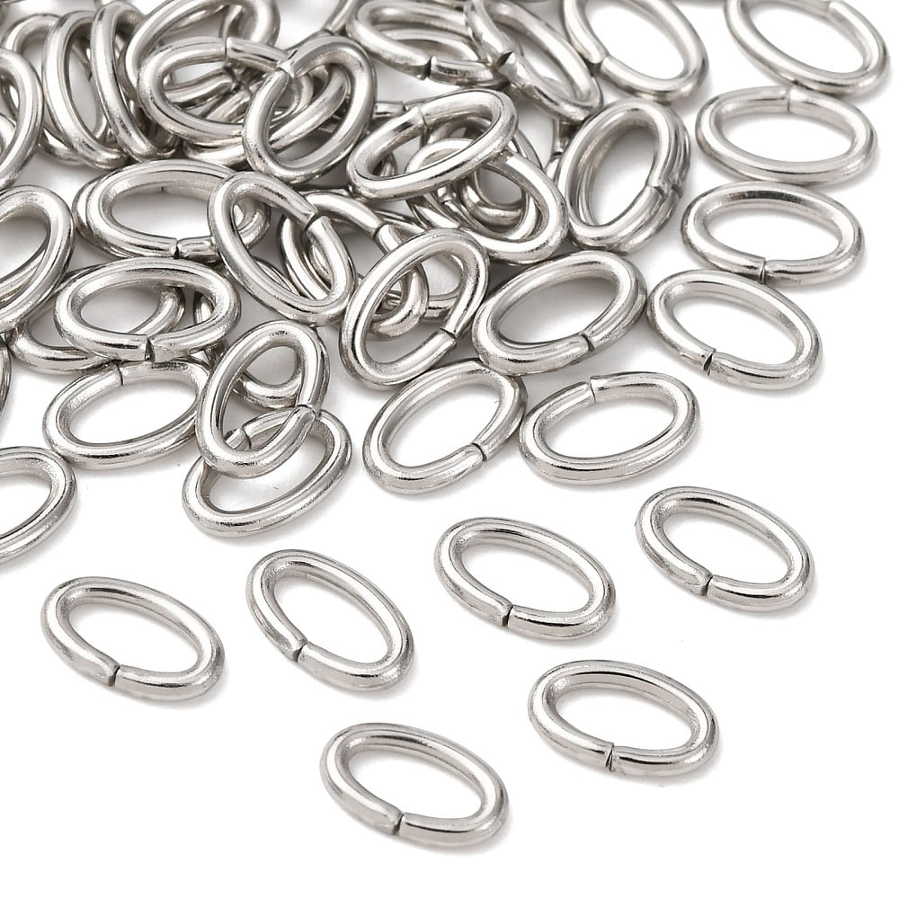 Resistant 304 Stainless Steel Open Jump Rings Oval Stainless Steel Color 8x5x1.2mm 17 Gauge