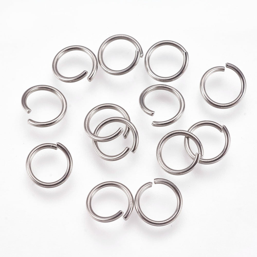 Resistant 304 Stainless Steel Open Jump Rings Round Stainless Steel Color 10x1mm 18 Gauge Inner Diameter: 7.5mm 2000pcs/bag