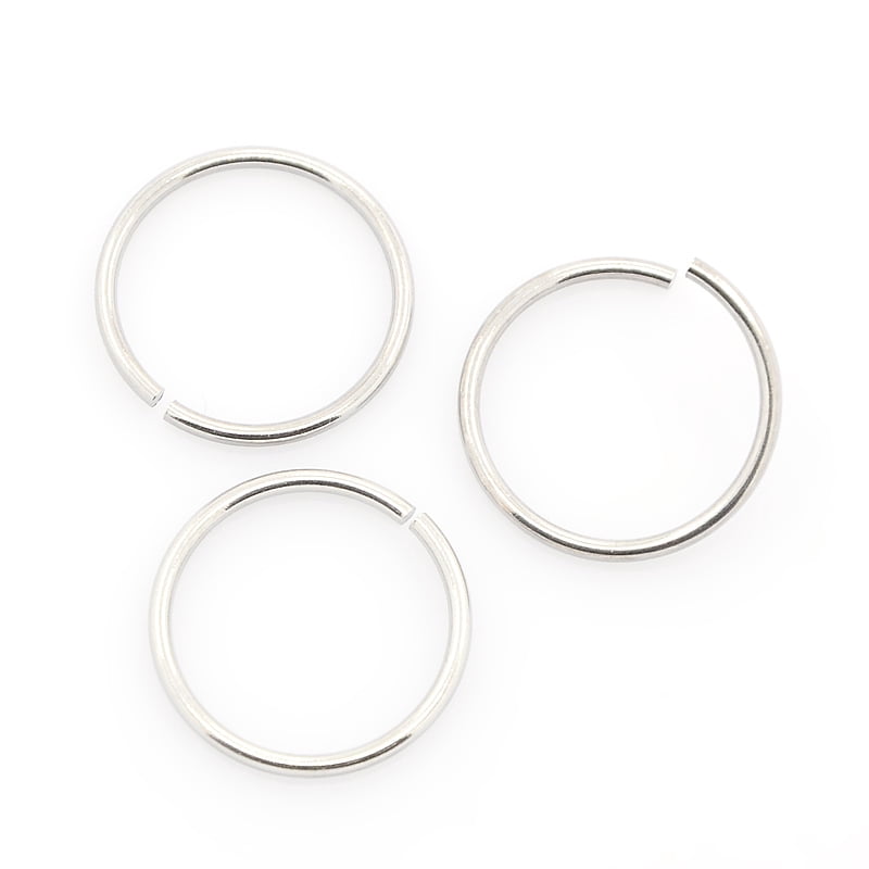 Resistant 304 Stainless Steel Open Jump Rings Saw Cut Seamless Round Stainless Steel color 16x1.2mm 17 Gauge Inner Diameter 13.6mm about 700pc/bag