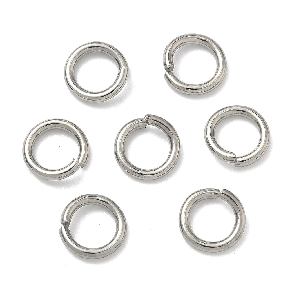 Resistant 304 Stainless Steel Open Jump Rings Stainless Steel Color 9x1.5mm Inner Diameter: 6mm