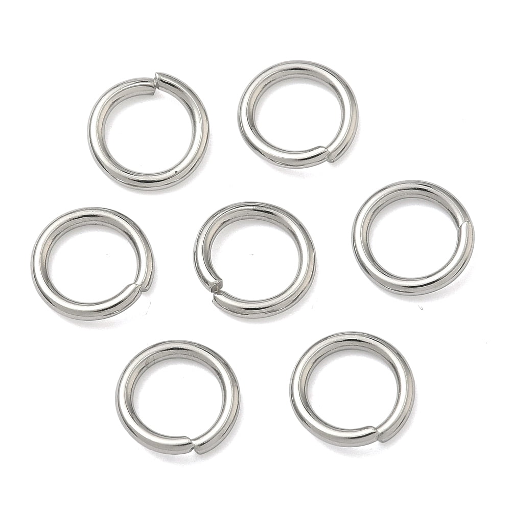 Resistant 304 Stainless Steel Open Jump Rings Stainless Steel color 8x1.5mm Inner Diameter: 5mm