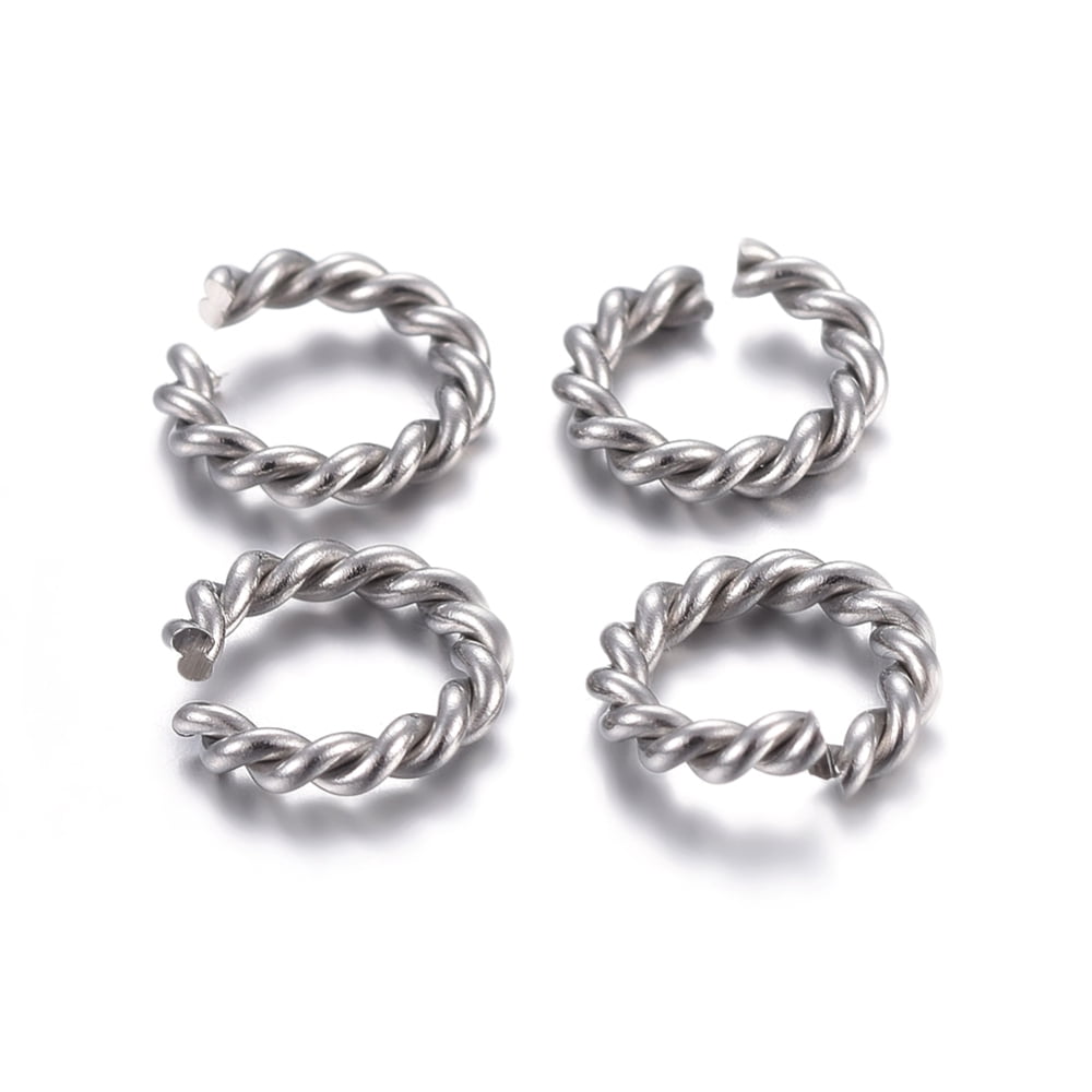 Resistant 304 Stainless Steel Open Jump Rings Twisted Round Stainless Steel Color 8x1.5mm 15 Gauge Inner Diameter: 5mm