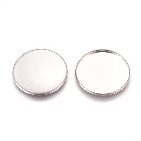 Resistant 304 Stainless Steel Plain Edge Bezel Cups Cabochon Settings Flat Round Stainless Steel color Tray: 30mm 31.5x2mm
