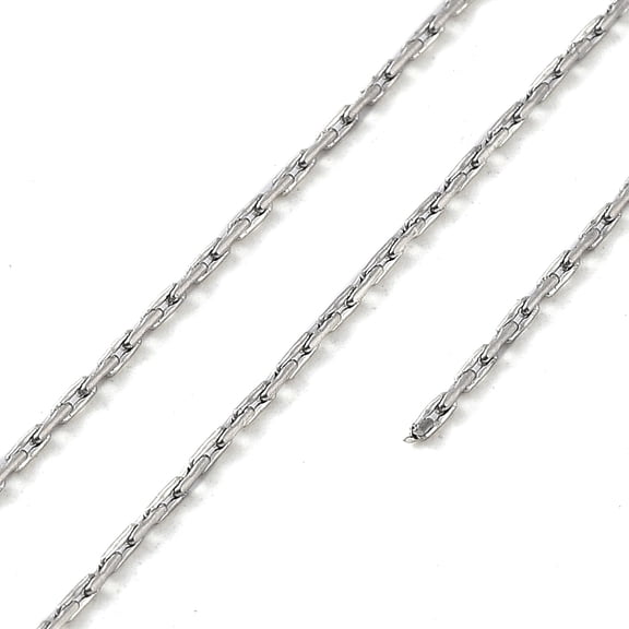 Resistant 304 Stainless Steel Rectangle Link Chains Welded with Card Paper Stainless Steel color 1.2x0.6x0.6mm 10m/card