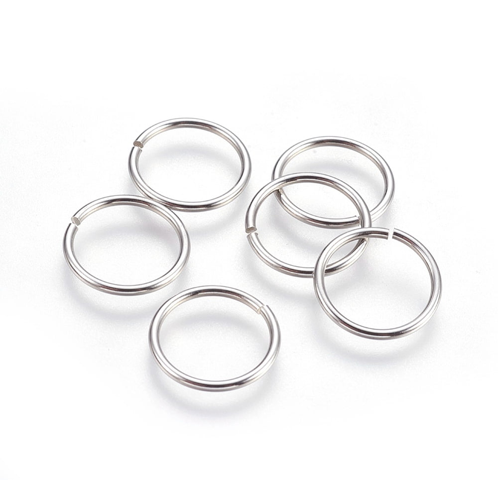 Resistant 304 Stainless Steel Saw Cut Open Jump Rings Round Stainless Steel Color 16x1.3mm 16 Gauge Inner Diameter: 13mm 450pcs/bag