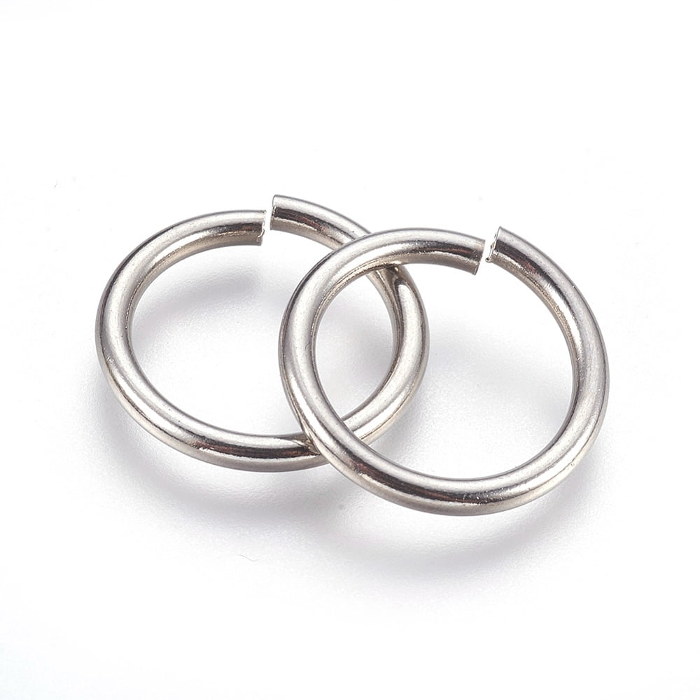 Resistant 304 Stainless Steel Saw Cut Open Jump Rings Stainless Steel Color 10 Gauge 22x2.5mm Inner Diameter: 17mm 100pcs/bag