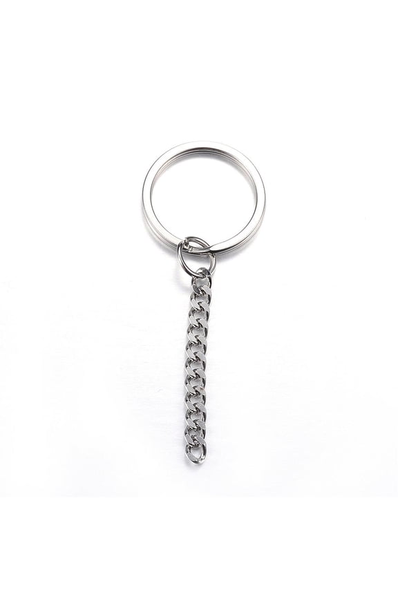 Resistant 304 Stainless Steel Split Key Rings Keychain Clasp Findings Stainless Steel color 69-78mm