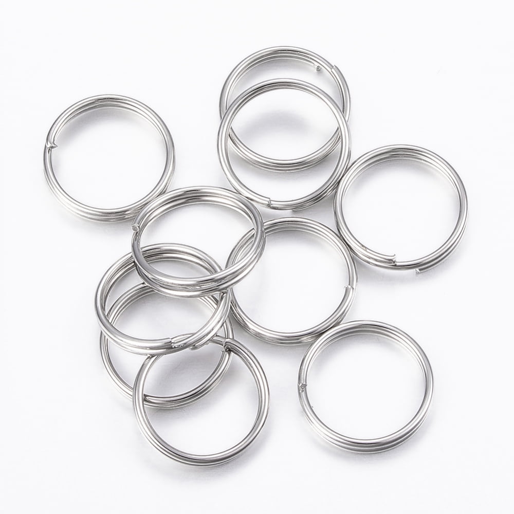 Resistant 304 Stainless Steel Split Rings Double Loops Jump Rings Stainless Steel color 14x2mm Inner Diameter: 12mm