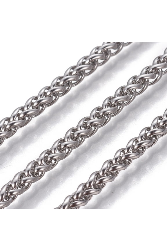 Resistant 304 Stainless Steel Wheat Chains Foxtail Chain Unwelded Stainless Steel color 3mm