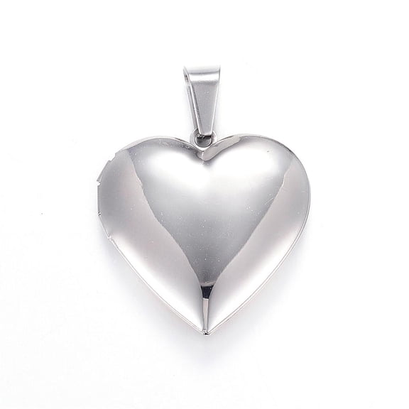 Resistant 316 Stainless Steel Locket Pendants Heart Stainless Steel color 29x29x7mm Hole: 9x5mm Inner: 21x20mm