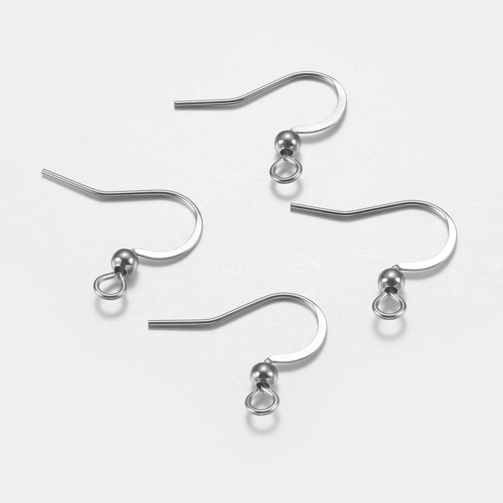 Resistant 316 Surgical Stainless Steel French Earring Hooks Flat Earring Hooks Ear Wire with Horizontal Loop Stainless Steel color 16x17~19x3mm Hole: 2mm 22 Gauge Pin: 0.6mm