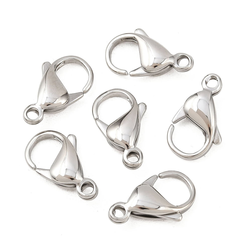Resistant 316 Surgical Stainless Steel Lobster Claw Clasps Stainless Steel Color 19x12mm Hole: 2mm DIY