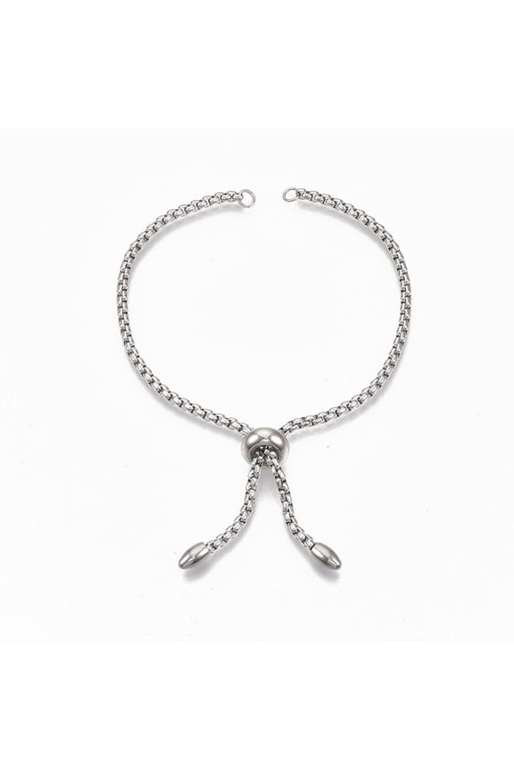 Resistant Adjustable 304 Stainless Steel Slider Bracelets Making Bolo Bracelets Stainless Steel color Single Chain Length: about 11cm