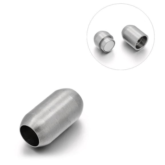 Resistant Matte 304 Stainless Steel Barrel Magnetic Clasps with Glue-in Ends Stainless Steel color 19x10mm Hole: 6mm