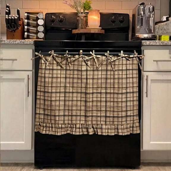 Resistant Oven Skirt – Farmhouse Tie-Top Curtain for Oven, Dishwasher & Washing Machine | Easy Install Clutter Hider