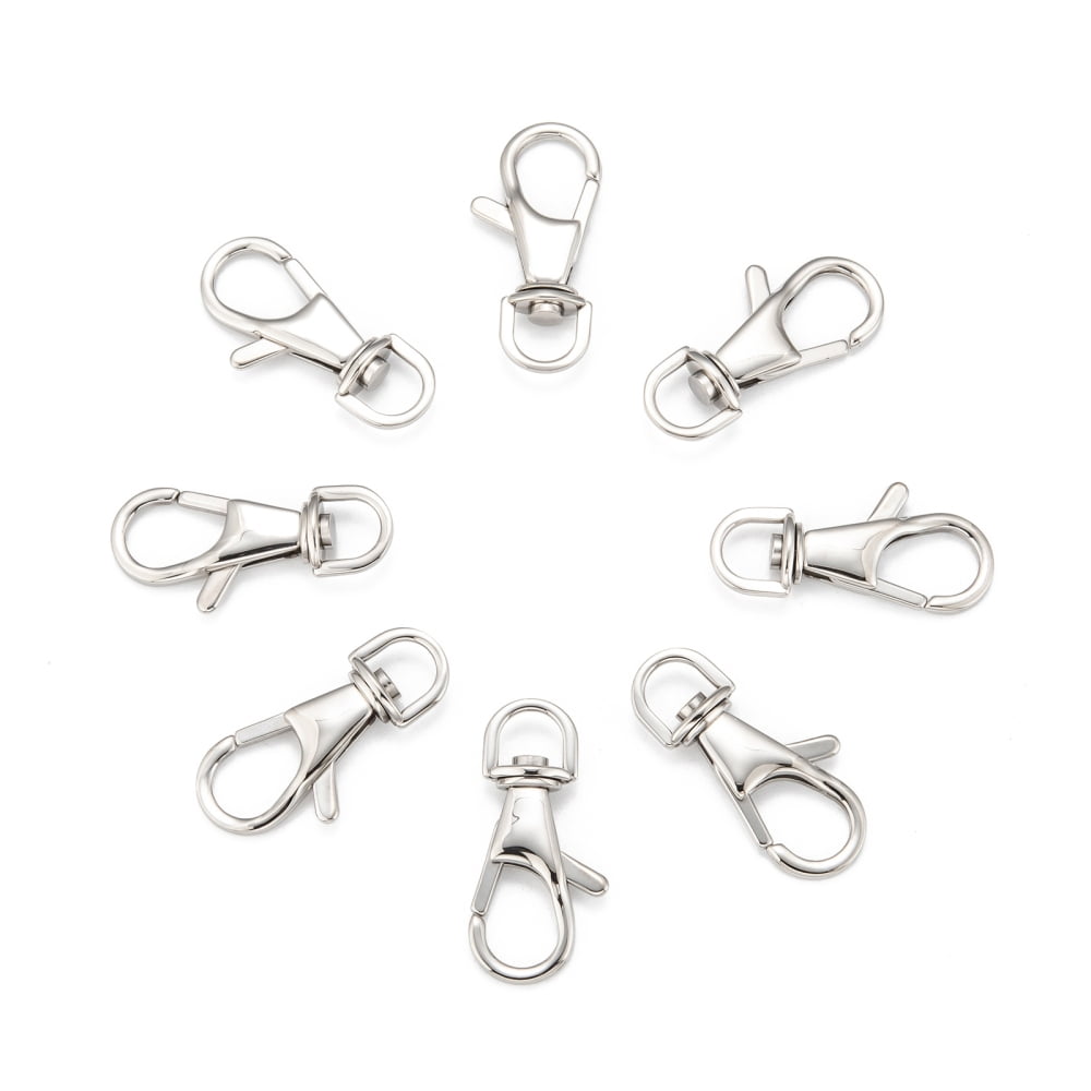 Resistant Polished 316 Surgical Stainless Steel Large Lobster Claw Swivel Clasps Swivel Snap Hooks Stainless Steel Color 35x17x4.5mm Hole: 6x8mm DIY