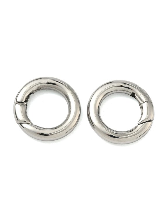Resistant Ring Smooth 304 Stainless Steel Spring Gate Rings O Rings Snap Clasps Stainless Steel color 18x3.5mm