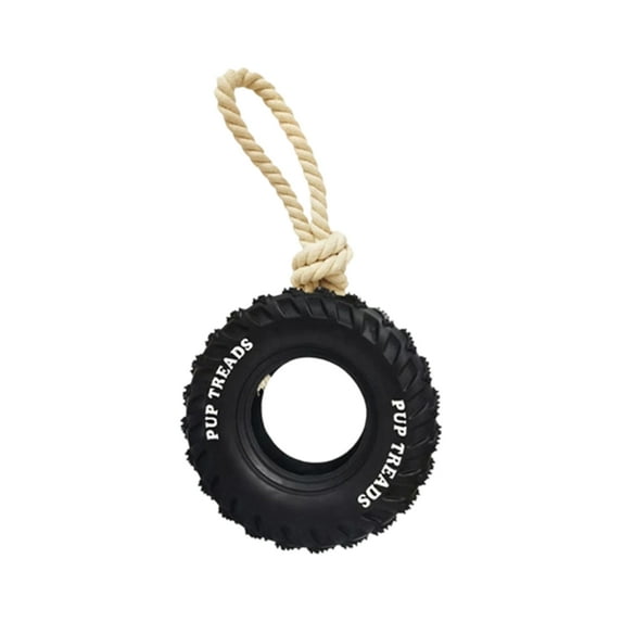 Resistant Rubber Dog Toy With Rope Tire Treat Holder For Aggressive Chewers And Playtimes