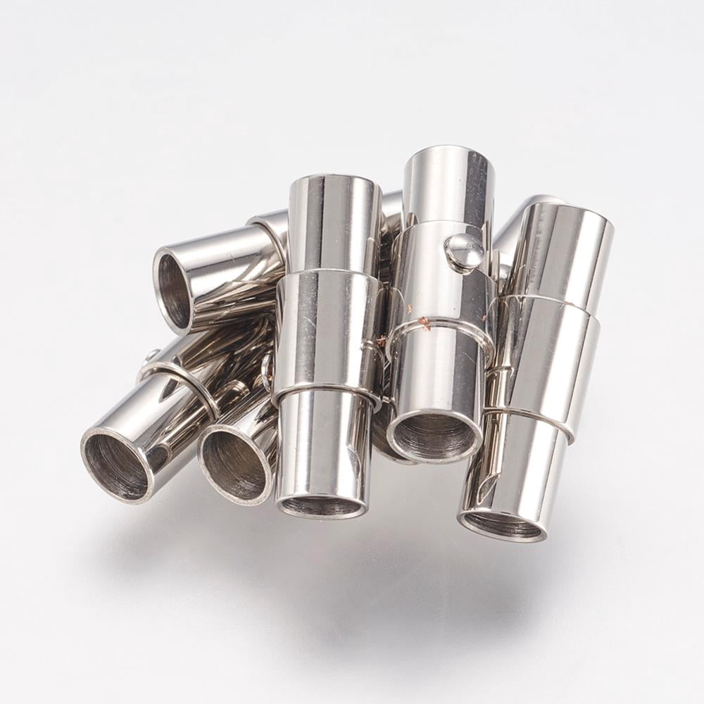 Resistant Smooth 304 Stainless Steel Locking Tube Magnetic Clasps Column Magnetic Closure Stainless Steel color 18x5mm