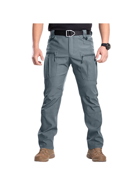 Cargo Pants for Men Work Construction Tactical Hiking Pants Waterproof Lightweight Ripstop Pant with Pockets Gray XL