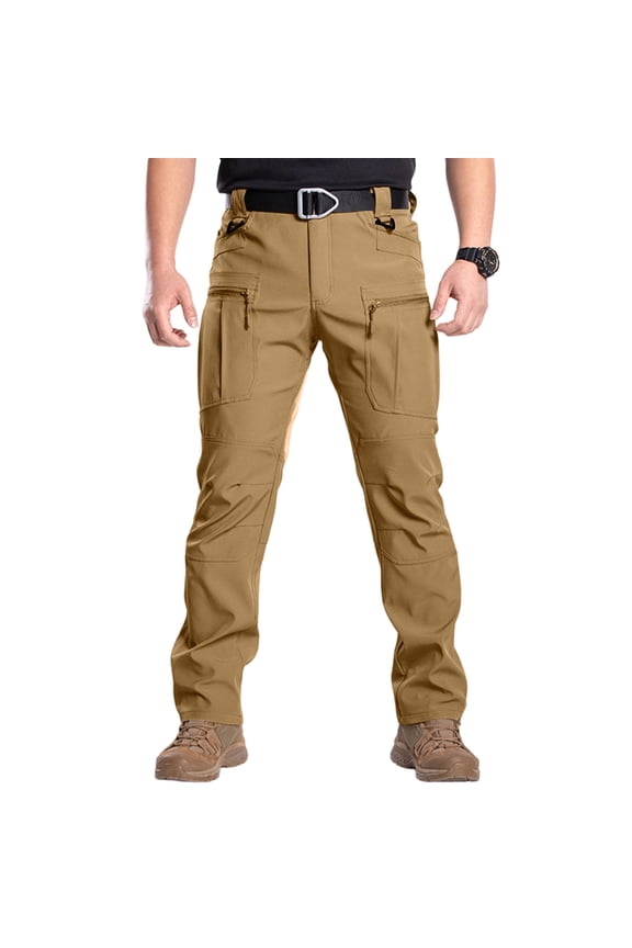 Cargo Work Pants for Men Ripstop Waterproof Cargo Pants Stretch Multi Pockets Construction Comfy Fit Hiking Pant Earthy Yellow 2XL
