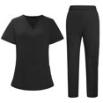 thumbnail image 1 of Resivox Jogger Scrubs for Women Plus Size Scrub Set Stretchy V-Neck Yoga Scrub Pants and Tops Nursing Scrubs Medical Scrubs Uniformes De Enfermeras De Mujer Black XL, 1 of 6