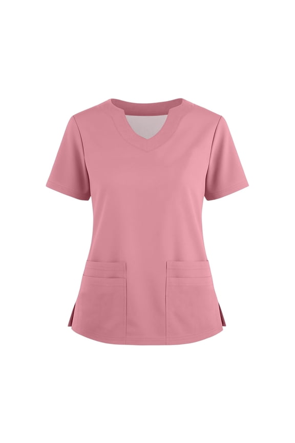 Light pink Scrubs Tops for Women Plus Size Scrub Tops Stretchy V-Neck Scrub Shirts Medical Scrub Tops Nursing Uniforms with Pockets Light pink L