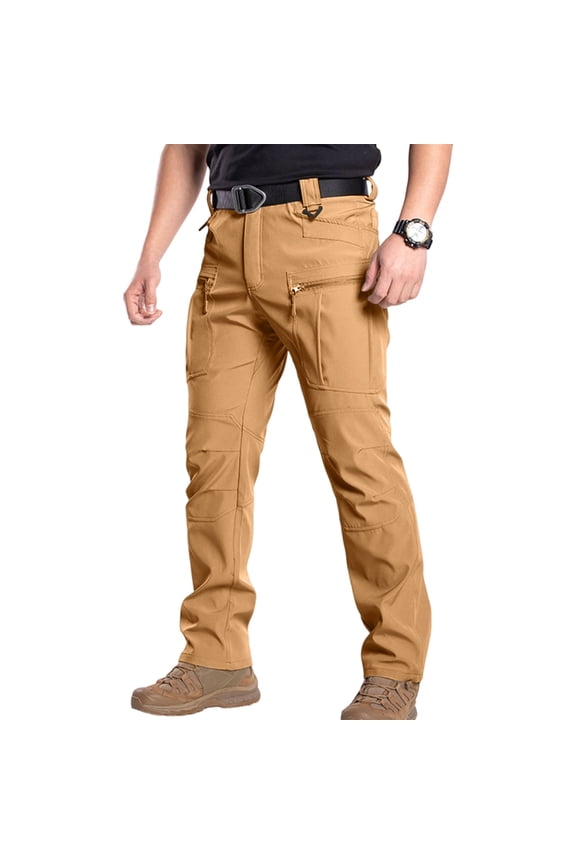 Men's Breathable Tactical Pants Stretch Ripstop Work Cargo Pants Outdoor Lightweight EDC Hiking Pants Multi Pockets Earthy Yellow M