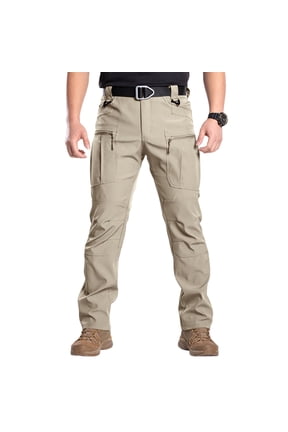 Men's Flex Stretch Utility Hiking Pants, Water Resistant Ripstop Cargo Pants Lightweight Ripstop Outdoor Work Hiking Khaki 3XL