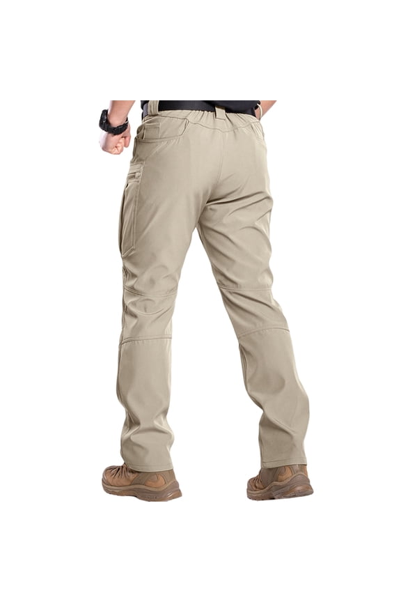 Men's Lightweight Ripstop Tactical Cargo Pants, Water Resistant Hiking Work Pants Relaxed Fit Khaki 2XL