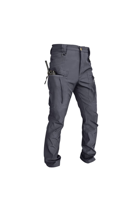 Mens Cargo Work Pants Durable Ripstop Tactical Pants with 6 Pockets Outdoor Water Resistant Hiking Woking Construction Pants Gray L