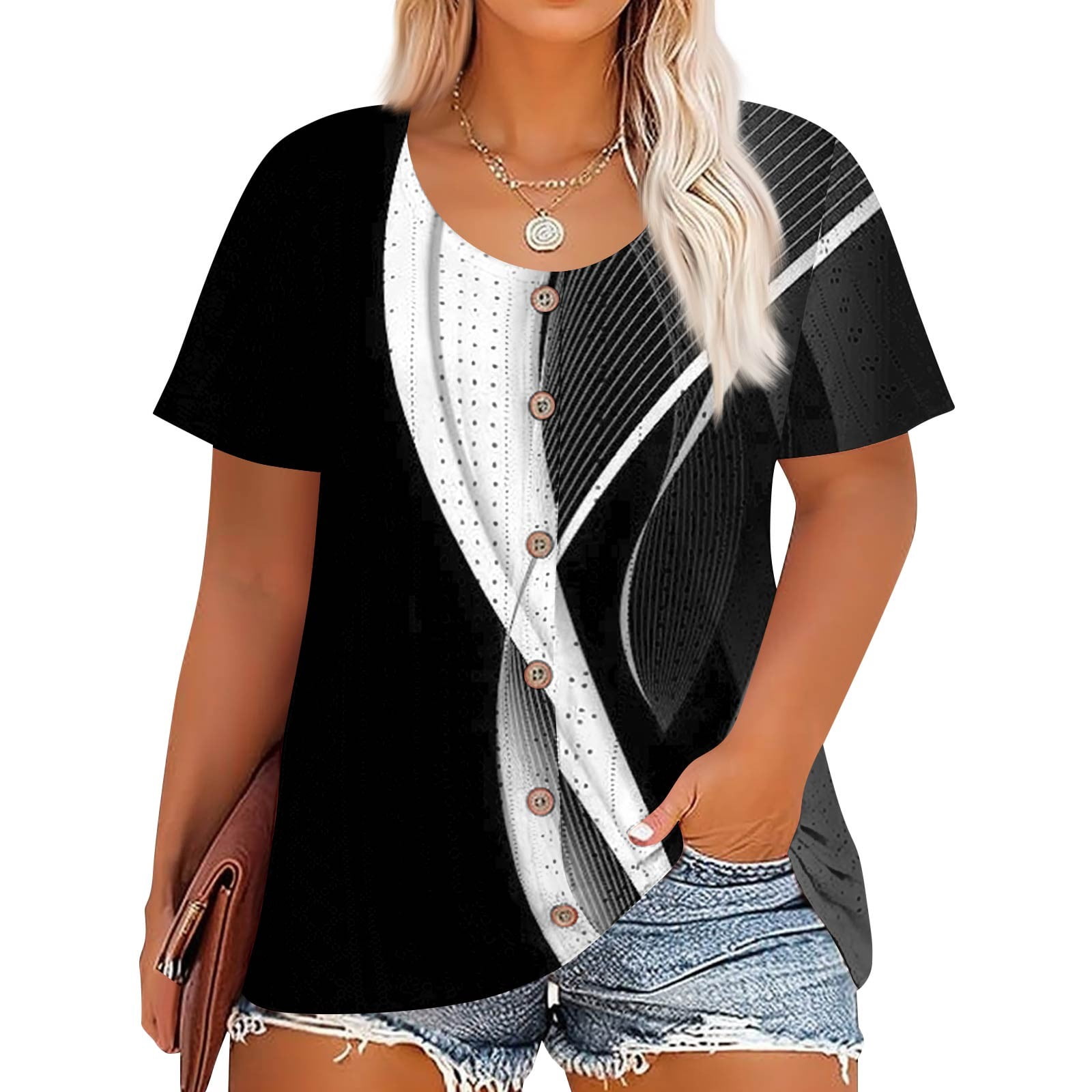 MARSVOVO Boho Floral Summer Dress - Plus Size Loose Fit Short Sleeve Dress For Women