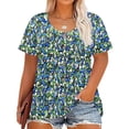 thumbnail image 1 of Resivox Plus Size T Shirts for Women Loose Henley Tops Short Sleeve Button up Crew Neck Floral Henley T-Shirt Summer Tunics Blouses Navy 3XL, 1 of 5