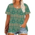 thumbnail image 1 of Resivox Plus Size Tops for Women Dressy Summer Cute Tees Shirt Short Sleeve Button up V-Neck Floral Henley T-Shirt 4x-5x Casual Tunic Tops Green XL, 1 of 5