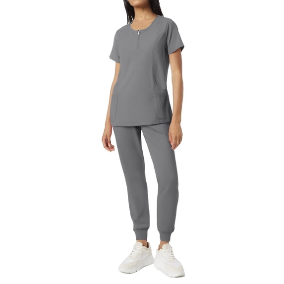 Resivox Scrub Sets for Woman Plus Size Jogger Scrubs Stretchy V Neck Scrub Pants and Tops Nursing Top Medical Uniforms Clothing Set for Women Gray L