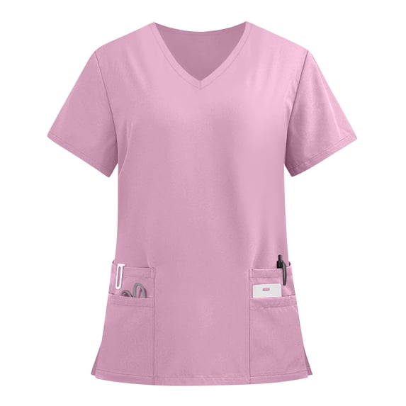 Resivox Scrubs for Women Professional Plus Size Medical Scrubs Stretchy V-Neck Scrub Shirts Nursing Scrubs Scrub Tops Uniformes De Enfermeras De Mujer Purple S