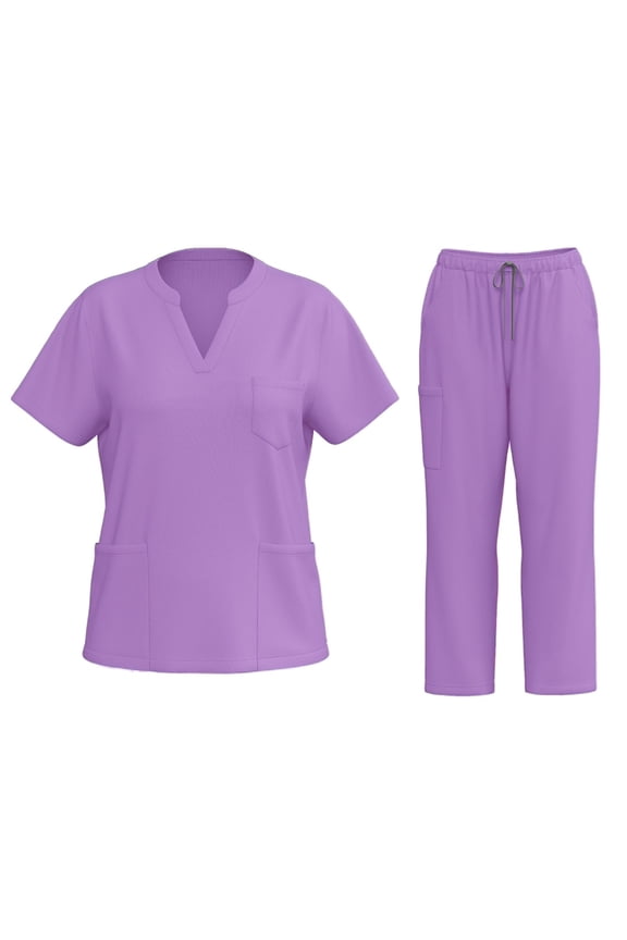 Scrubs for Women Plus Size Nurse Uniforms Stretchy V Neck Scrub Pants and Tops Medical Uniforms Jogger Scrubs Tall Scrubs Purple 2XL