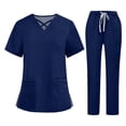 thumbnail image 1 of Resivox Scrubs for Women Set Plus Size Jogger Scrubs Petite V-Neck Yoga Scrub Pants and Tops Nurse Uniforms Medical Uniforms with Pockets Navy XL, 1 of 6