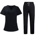 thumbnail image 1 of Resivox Scrubs for Women Set Plus Size Scrub Sets Stretchy V-Neck Scrub Pants and Tops Medical Uniforms Nursing Top Scrub Sets Black M, 1 of 7