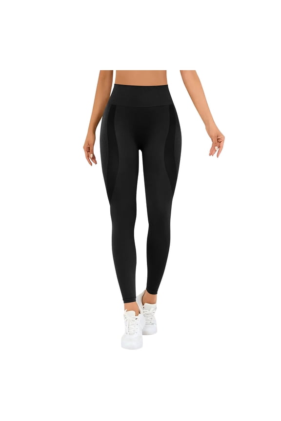 Women's High Waisted Anti-Cellulite Yoga Leggings - Seamless Compression Tights for Gym Workouts, High Waist for Tummy Control, Smooth Fabric & Sculpting Fit Black 2XL
