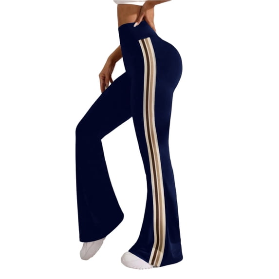 Resivox Women's High Waisted Flared Yoga Pants - Elastic Pilates-Friendly Leggings with Tummy Control & Leg-Lengthening Effect, Quick-Dry Fabric & Chic Solid Color for Workout & Date Nights Navy XL
