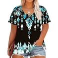 thumbnail image 1 of Resivox Womens Plus Size Tops 4x-5x Trendy Crew Neck Henley T Shirts Floral Henley T-Shirt Short Sleeve Button up Shirts Large Casual Tunic Tops Light Blue 2XL, 1 of 5