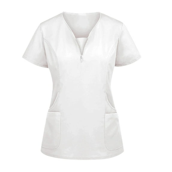 Resivox Womens Scrub Sets Plus Size Medical Scrubs Petite V Neck Scrub Pants and Tops Scrub Joggers Nursing Uniforms Med Couture Scrubs White 2XL