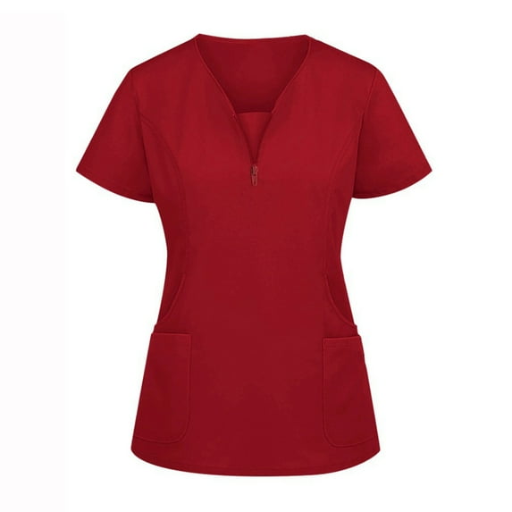 Resivox Womens Scrub Sets Plus Size Scrub Set Petite V Neck Scrub Pants and Tops Nurse Uniforms Medical Uniforms Scrubs for Tall Women Red L