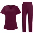 thumbnail image 1 of Resivox Womens Scrubs Plus Size Nursing Scrubs Stretchy V-Neck Scrub Pants and Tops Scrub Set Medical Scrubs with Pockets Wine S, 1 of 6