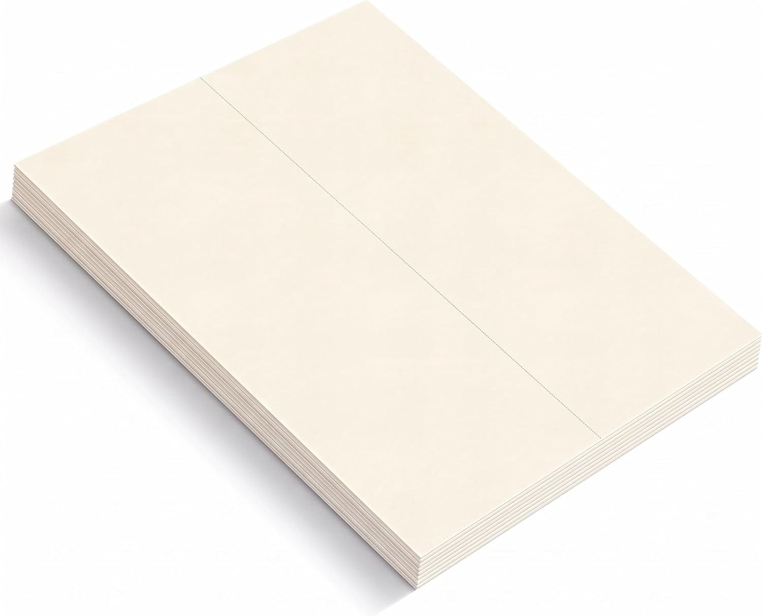 Reskid 50-Sheet Pack Of 100lb Cream Cardstock Thick Perforated Paper, 4.25x11 With 2 Per Page - 4.25x11 - Blank Heavy Weight Cover Card Stock - 50 Sheets With 150 Cards (4.25x11-2up, 50, Count)