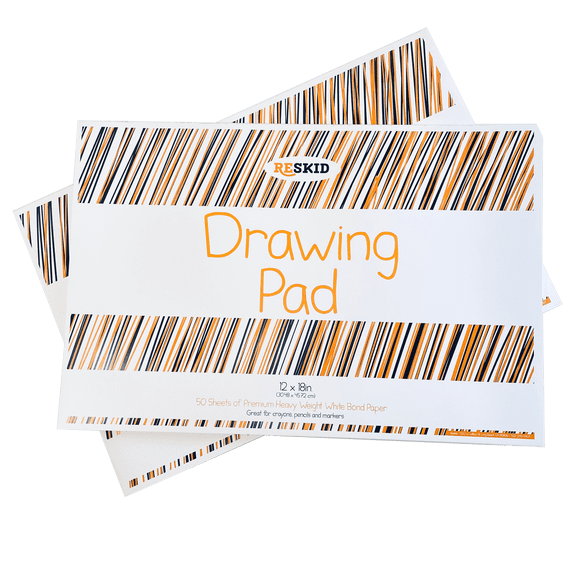 Reskid Drawing Paper Pad (12 x 18 inches) - 50 Sheets, 2-Pack Coloring Art Pads for Kids, Sketch Kids (12x18)