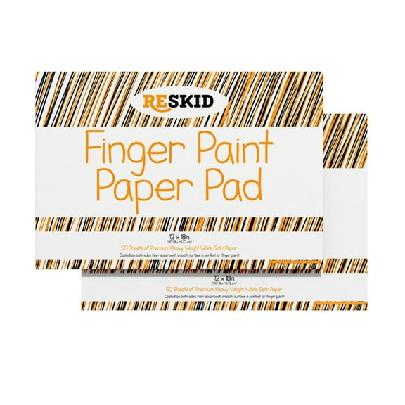 Reskid Large Finger Paint Paper Pad (12 x 18 inches) - 50 Sheets, 2-Pack - Kids Art Supplies, Fingerpaint Paper for Toddlers and Kids, Paint Pad for Kids, Kids Art Paper (12x18 (2PACK))