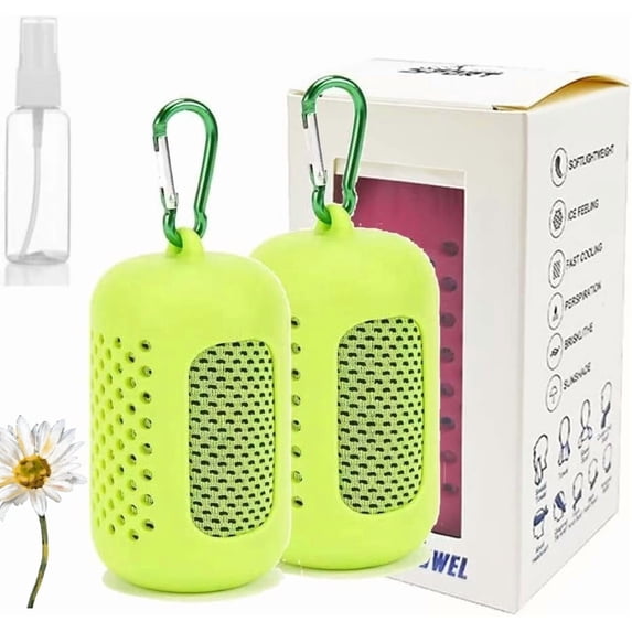 Resmblatrat Portable Cooling Towel, 2 PCS Soft & Breathable Ice Towel for Yoga, Sport, Running, Workout, Camping& More Activities, Sport Cooling Microfiber Towel, Chilly Sweat Rag(Green,S)