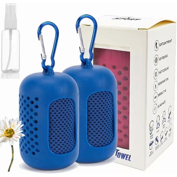 Resmblatrat Portable Cooling Towel, 2 PCS Soft & Breathable Ice Towel for Yoga, Sport, Running, Workout, Camping& More Activities, Sport Cooling Microfiber Towel, Chilly Sweat Rag(Dark Blue,L)